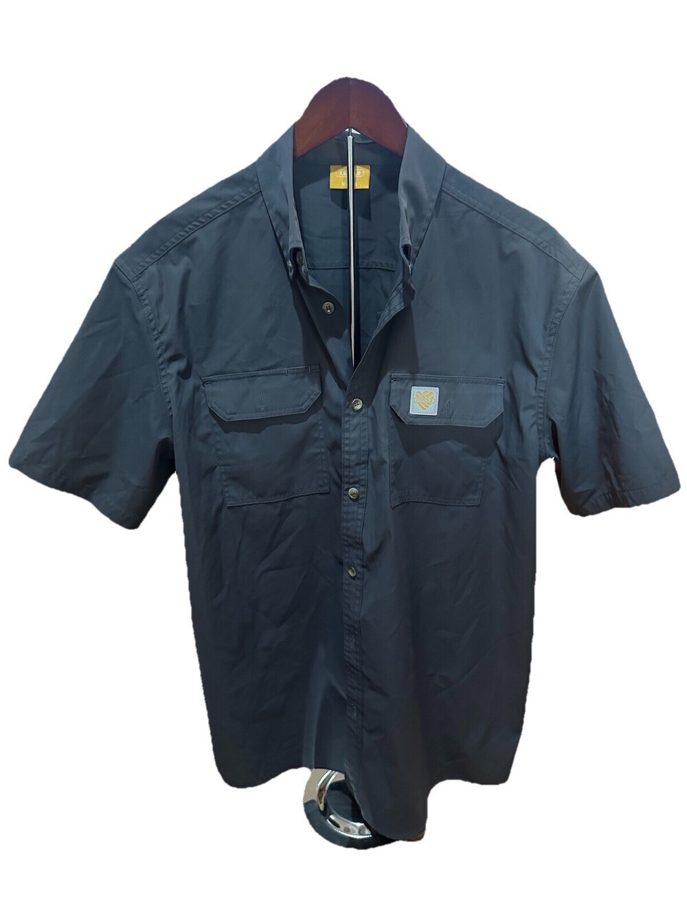 Kecols Utility Work Shirt Mens M Tall Gray Button Up Short Sleeve Outdoor